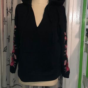 Black Notch Neck Hoodie